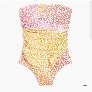 J Crew strapless animal print one piece bathing suits